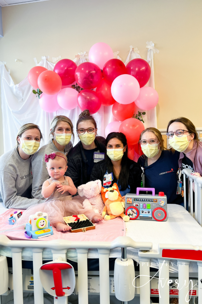 nurses with avery on first birthday